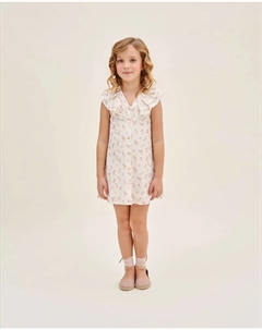 Белое платье для девочки с цветочным принтом и воланами на рукавах, розовый Dadati