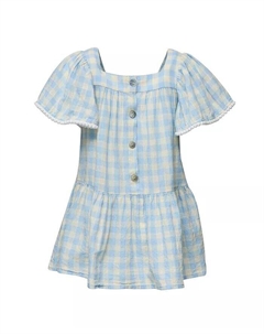 Пляжное платье в мелкую клетку с васильковым цветком для малышей и девочек, синий Snapper rock