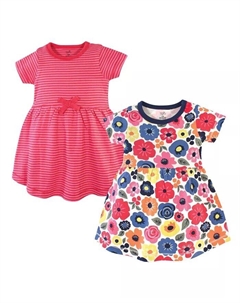 Платья с короткими рукавами из органического хлопка для маленьких девочек, 2 шт., Яркий цветок, мультиколор Touched by nature