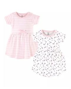 Платья с короткими рукавами из органического хлопка для маленьких девочек, 2 шт., Синий Слон, синий Touched by nature