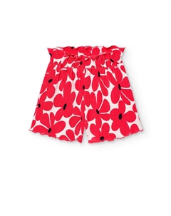 Плиссированные шорты-бермуды для девочек с цветочным принтом, фуксия Boboli