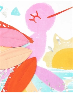 Футболка с короткими рукавами для девочки с разноцветными птицами, белый Tuc tuc