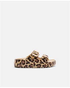 Пляжные сандалии для девочек с двойной пряжкой и анималистичным принтом, мультиколор B&w