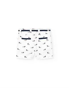 Хлопковые шорты-бермуды для мальчика с фантазийным принтом, белый Boboli