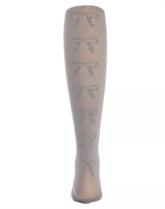 Непрозрачные колготки с бантиками на спине для девочек, слоновая кость/кремовый Memoi