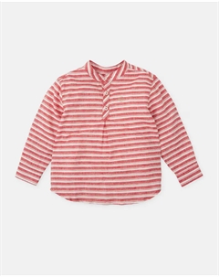 Полосатая рубашка для мальчика с длинными рукавами и воротником Мао, красный Tutto piccolo