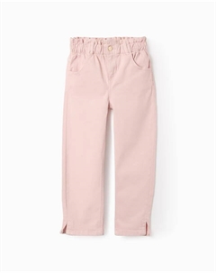 Брюки для девочки-папки с разрезами внизу, розовый Zippy