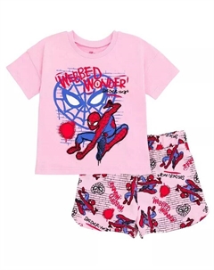 Комплект из футболки с изображением Человека-паука для девочек и шорт из французской махровой ткани с дельфином для малышей и больших детей, розовый Marvel