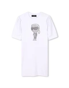 Детское платье с короткими рукавами и рисунком спереди, белый Karl lagerfeld kids