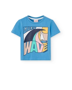 Футболка для мальчиков с короткими рукавами и круглым вырезом, светло-голубой Boboli