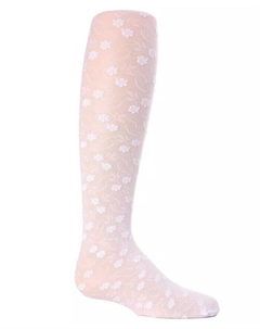 Колготки Sweet Blossoms для девочек с рельефным цветочным принтом, белый Memoi