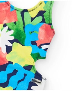 Купальник для девочки с принтом и разрезами по бокам, мультиколор Tuc tuc