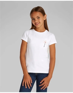 Футболка для девочки с коротким рукавом и небольшим цветочным принтом, белый Calvin klein