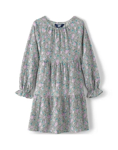 Многоярусное трикотажное платье с длинными рукавами для больших девочек плюс, красный Lands' end