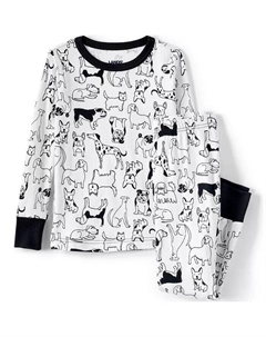 Пижамный комплект с длинными рукавами и низом для больших девочек облегающего кроя, белый Lands' end