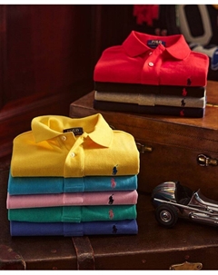 Рубашка-поло из хлопковой сетки для новорожденных, маленьких и больших мальчиков, красный Polo ralph lauren