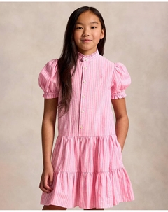 Платье для девочки с вырезом и короткими рукавами, розовый Polo ralph lauren