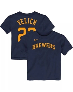 Футболка Christian Yelich Navy Milwaukee Brewers для мальчиков и девочек с именем и номером игрока, синий Nike