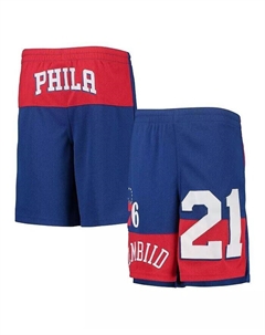 Большие мальчики и девочки Джоэл Эмбиид Royal Philadelphia 76ers Pandemonium шорты с именем и номером Outerstuff