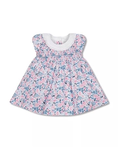 Льняное платье Layette для маленьких девочек с короткими рукавами и воротником с рюшами, для малышей, розовый Hope & henry