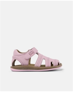 Детские закрытые кожаные сандалии с застежкой на липучке, розовый Camper