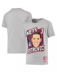 Футболка Big Boys Drazen Petrovic Heathered Grey New Jersey Nets Hardwood Classics King of the Court Player Mitchell and ness