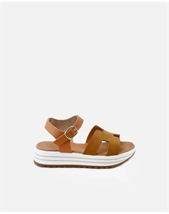 Сандалии для девочек из замши и кожи на платформе с гелевой стелькой, коричневый Eli 1957