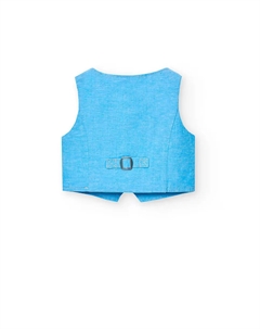 Однотонный жилет для мальчика с V-образным вырезом и застежкой на пуговицы, светло-голубой Boboli