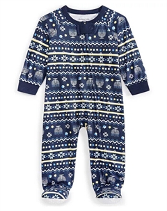 Детская пижама на ножках для Хануки, синий Family pajamas