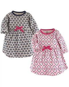 Платья с длинными рукавами из органического хлопка для девочек и малышей, 2 шт., Цветочный сад, мультиколор Touched by nature