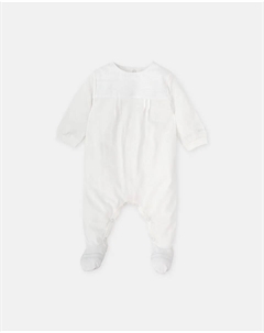 Длинный комбинезон для мальчика с оптической белой вышивкой по краю, белый Tutto piccolo