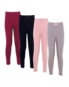 Леггинсы из органического хлопка для девочек, 4 пары, однотонные, розовые, бордовые Touched by nature