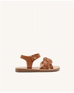 Сандалии кожаные для девочек с плетением и гибкой подошвой, светло-коричневый Gioseppo