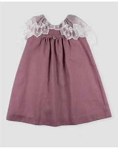 Льняное платье для девочки без рукавов, розовый Foque