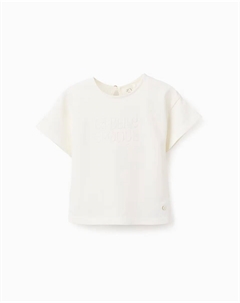 Футболка для девочки с короткими рукавами из 100% хлопка, белый Zippy