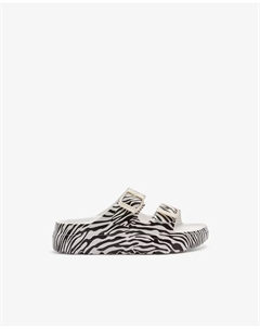 Пляжные сандалии для девочек с двойной пряжкой и анималистичным принтом, цвет Estampado B&w