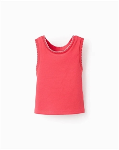 Футболка без рукавов в рубчик для девочки, красный Zippy
