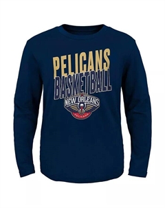 Темно-синяя футболка с длинными рукавами Little Boys and Girls New Orleans Pelicans Showtime, синий Outerstuff
