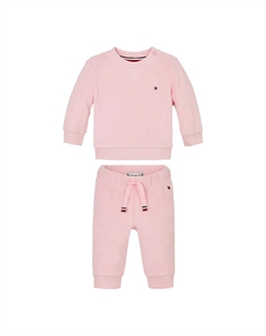 Комплект из толстовки и брюк для девочки с принтом логотипа спереди, розовый Tommy hilfiger