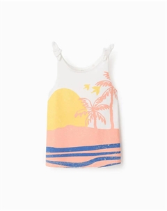 Футболка для девочки из 100% хлопка с принтом спереди, белый Zippy