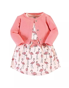 Платье и кардиган из органического хлопка для маленьких девочек, цвет «Розовый фламинго» Touched by nature