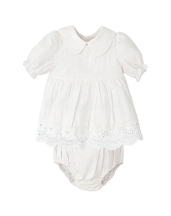 Комплект Jesusito для девочки с кружевной отделкой и подходящими трусиками, белый Babidu