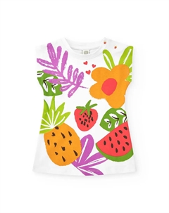 Платье для девочки без рукавов с тропическим принтом спереди, белый Tuc tuc