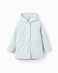 Прорезиненная парка для девочек с капюшоном и кнопками, светло-голубой Zippy