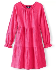 Платье для девочек с длинными рукавами и ярусами, красный Lands' end