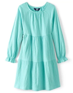 Платье для девочек с длинными рукавами и ярусами, синий Lands' end