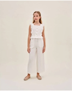Белая блузка для девочки с оборками и квадратным вырезом, белый Dadati