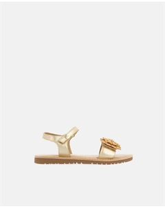 Сандалии из кожи платинового цвета с цветочным декором для девочек, золотой Gioseppo