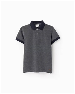 Рубашка-поло с короткими рукавами и микропринтом для мальчика, темно-синий Zippy