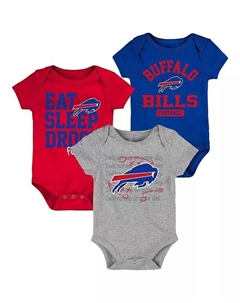 Комплект из трех частей боди для новорожденных и младенцев, мальчиков и девочек, королевский, красный, Buffalo Bills, Eat Sleep Drool Football Outerstuff